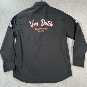 Von Dutch Originals Black Button Up Long Sleeve Graphics Shirt Men Size Medium